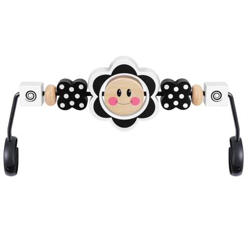 iGRATENS Baby Bjorn Bouncer Toy Bar Toy for Baby Bouncer Soft Bliss Easy to Attach and Remove ChildFriendly Materials Exciting Design for Curious Babies Black and White Flowers - Image 1