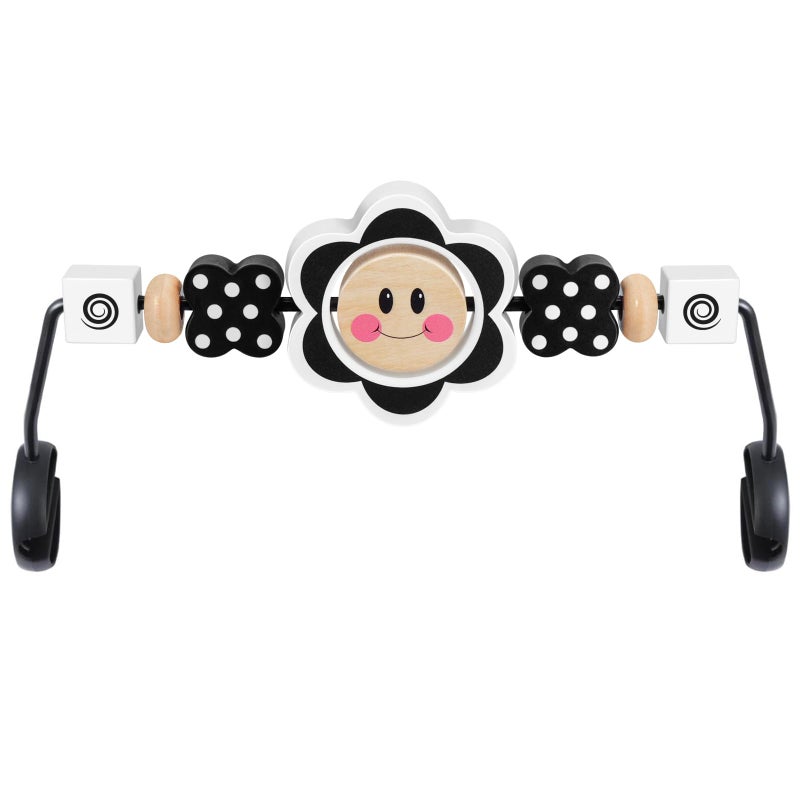 iGRATENS Baby Bjorn Bouncer Toy Bar Toy for Baby Bouncer Soft Bliss Easy to Attach and Remove ChildFriendly Materials Exciting Design for Curious Babies Black and White Flowers - Image 2