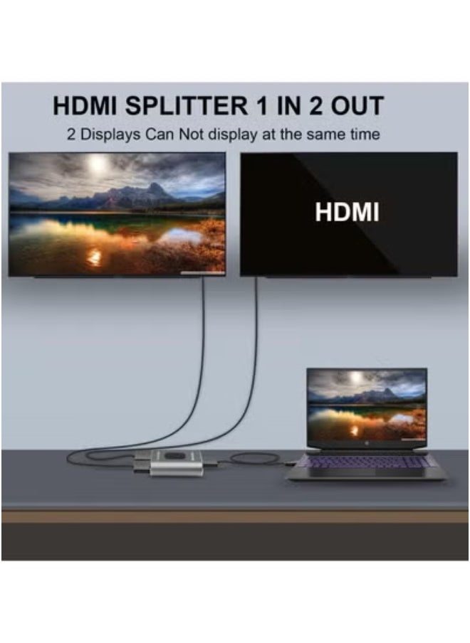 ماركة غير محددة مفتاح HDMI 4K 60Hz ، مفتاح HDMI ثنائي الاتجاه 2 في 1 خارج ، مقسم HDMI 1 في 2 خارج ، توصيل وتشغيل ، مفتاح HDMI يدعم 4K 3D 1080P لـ PS4 Xbox Blu-Ray Player Fire Stick PC HDTV (فضي)  - Image 4