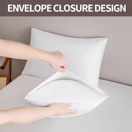 mini panda MINIPANDA White Pillow Cases Set of 4 Queen Size - Super Soft, Smooth and Breathable Pillow Cases Queen- Envelope Design - Machine Washable Lightweight (20X30 Inches (4 Piece)) - Image 4