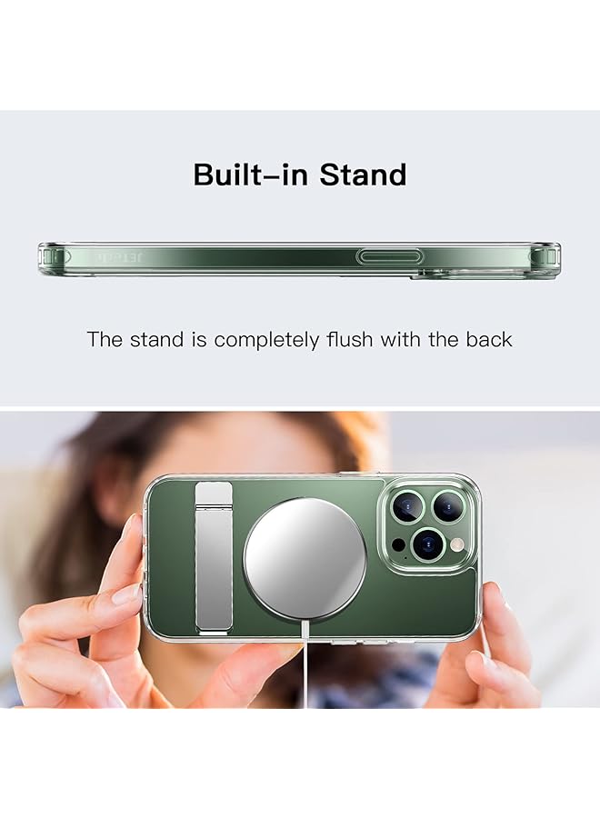 Jetech Kickstand Case For Iphone 13 Pro Max 6.7 Inch Support Wireless Charging Slim Shockproof Bumper Phone Cover 3 Way Metal Stand Clear - Image 3