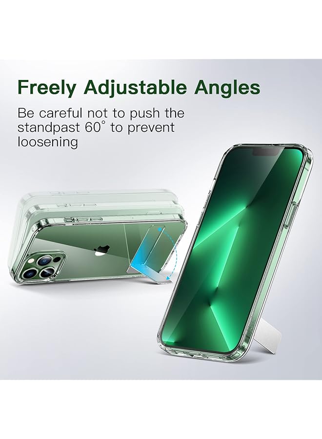 Jetech Kickstand Case For Iphone 13 Pro Max 6.7 Inch Support Wireless Charging Slim Shockproof Bumper Phone Cover 3 Way Metal Stand Clear - Image 5