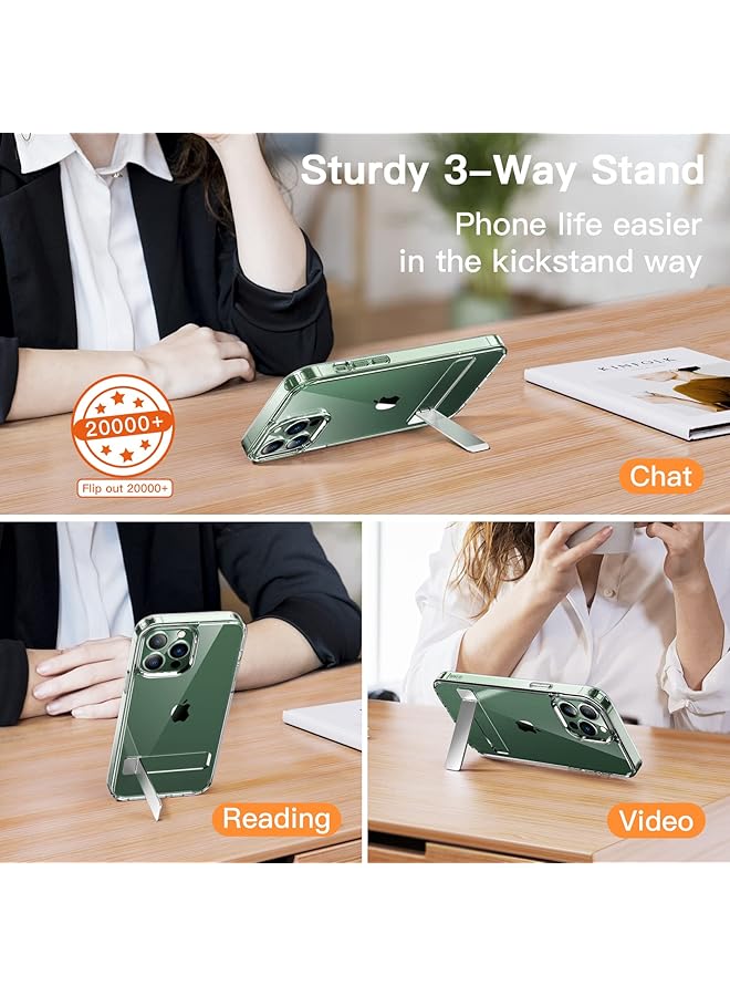 Jetech Kickstand Case For Iphone 13 Pro Max 6.7 Inch Support Wireless Charging Slim Shockproof Bumper Phone Cover 3 Way Metal Stand Clear - Image 4
