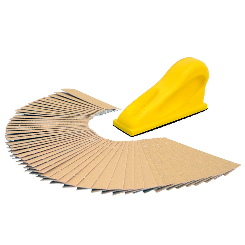 Sanding Mouse Mini Finger Sander for Crafts with 50 PreCut Gold Sandpaper Strips Small Sanding Block Micro Zip Sander for Woodworking Projects 80 120 150 220 400 Grit Sand Paper
