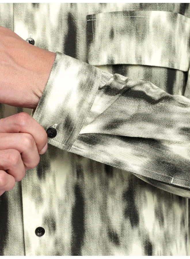 Beyoung Grey Dye Effect Printed Shacket