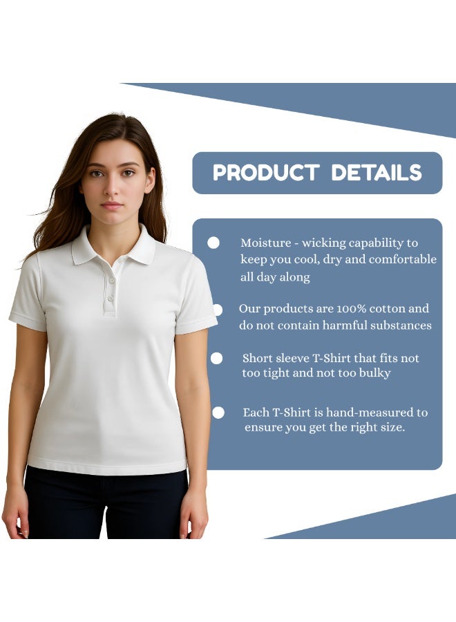 PRINTSHOP4ME Women's Regular-Fit Golf Polo T-shirt Pure Cotton Short Sleeve 220 GSM Basic Colors - Image 3