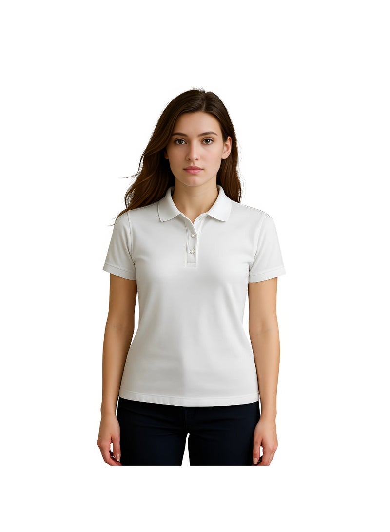 PRINTSHOP4ME Women's Regular-Fit Golf Polo T-shirt Pure Cotton Short Sleeve 220 GSM Basic Colors - Image 1