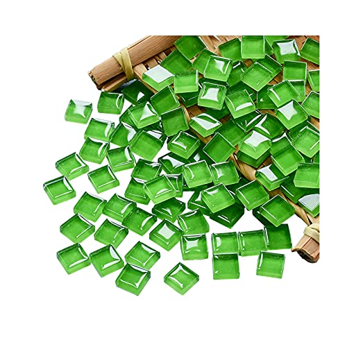 FAIRUO Mosaic Tiles Squares Dark Green Crystal Mosaic Glass Tile for Crafts Bulk DIY Picture Frames Handmade Jewelry Coasters Art Material Decoration,1x1cm,100 Pieces - Image 1