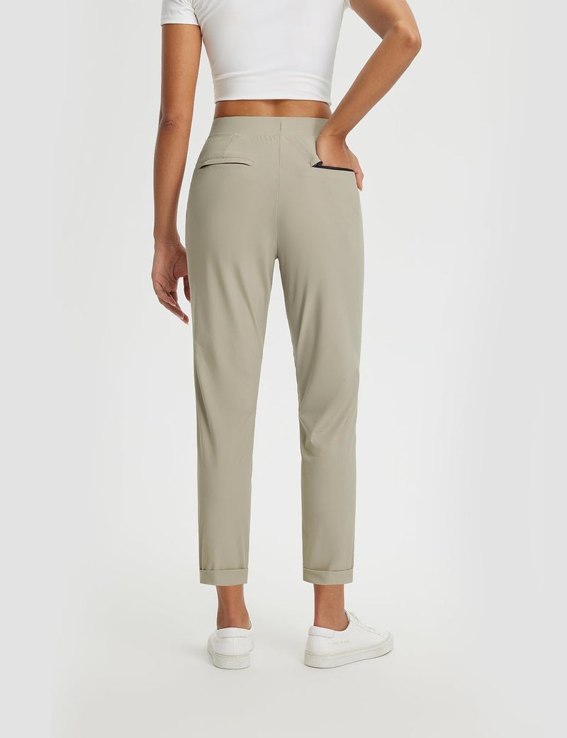 baleaf Womens Travel Pants Petite Stretchy Work Pants Business Casual Slacks Golf Pants Dressy with Pockets Twill XL - Image 2
