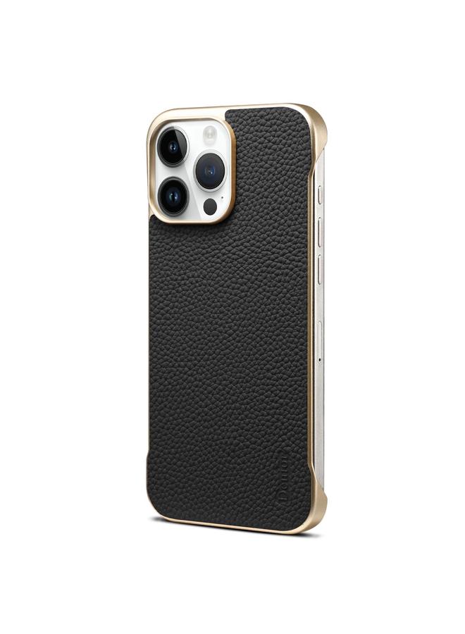 Denior Case For iPhone 14 Pro A20 Genuine Leather Litchi Texture MagSafe Frameless Phone Case - Image 1