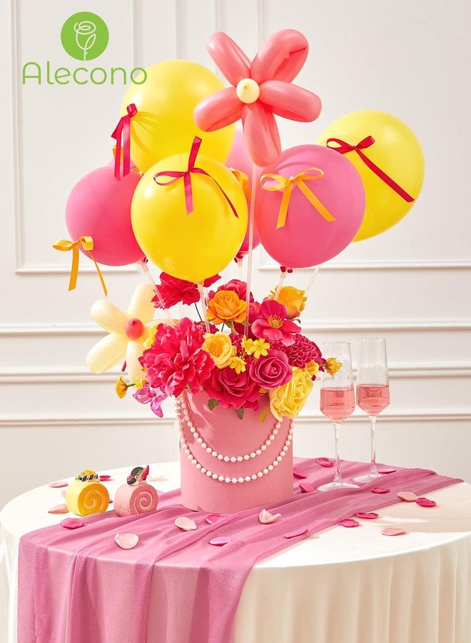 Alecono Artificial Flowers, Hot Pink and Yellow Silk Fake Flowers for Valentines Day Home Decor, DIY Wedding Bouquets, Cake Flowers for Table Centerpieces Baby Shower Birthday Party Decorations - Image 5