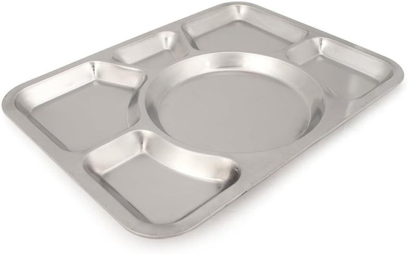Aspire Divided Dinner Tray Stainless Steel Snack Serving Plate with 6 Compartments6 Sections - Image 4