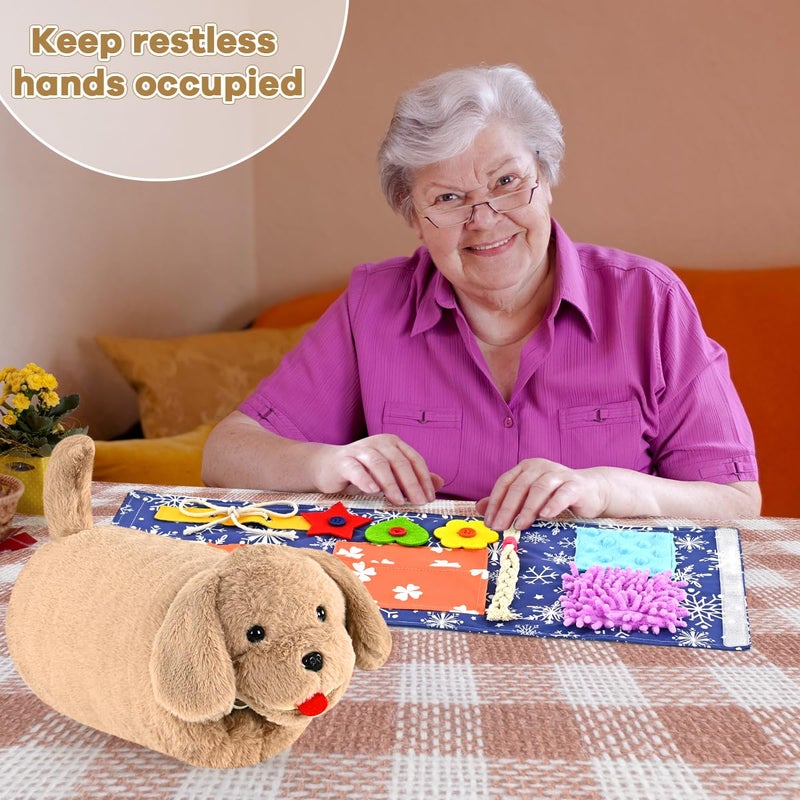 ALACCOM Fidget Blanket and Muff Dog for Adults with Dementia,Alzheimers Dementia Activities Products for Seniors and Elderly ,Gift Game and Sensory Fidget Blanket for Alzheimerâ€™s or Dementia - Image 3