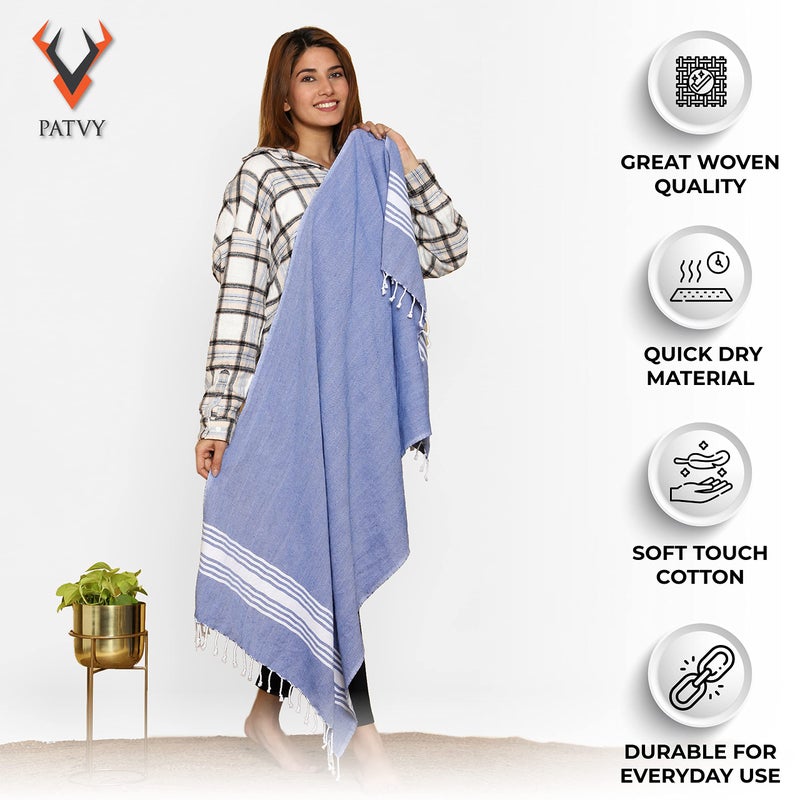 PATVY Bath Towels|Light Weight Turkish Style Bath Towels for Men Large Size Cotton|75X150Cm Quick Absorption &Faster Drying Bath Towel for Women|100% Cotton(Pack Of 3, Blue,Pink&Water Green)90 TC - Image 2