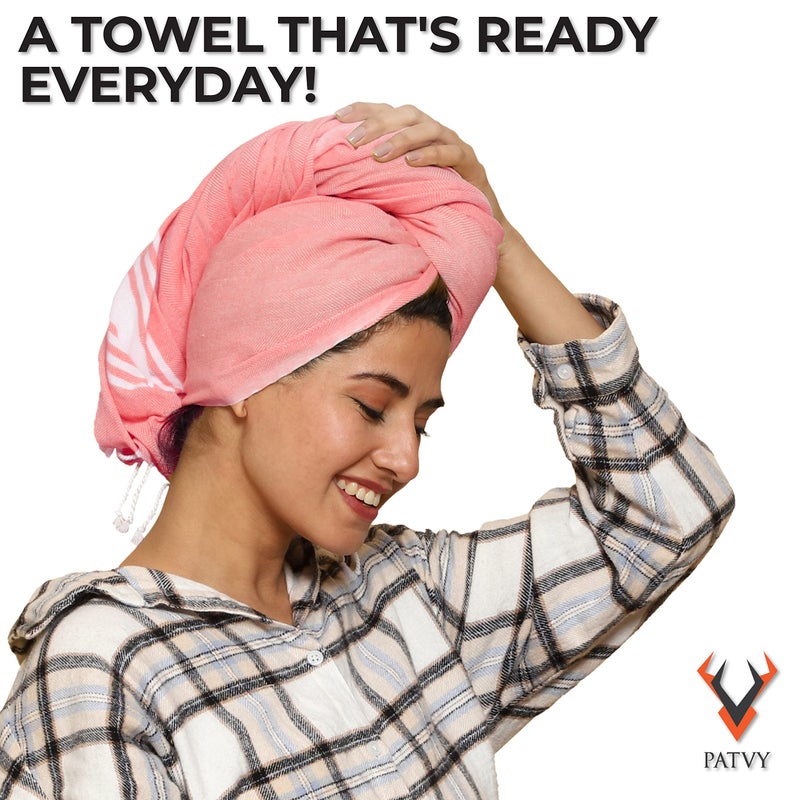 PATVY Bath Towels|Light Weight Turkish Style Bath Towels for Men Large Size Cotton|75X150Cm Quick Absorption &Faster Drying Bath Towel for Women|100% Cotton(Pack Of 3, Blue,Pink&Water Green)90 TC - Image 5