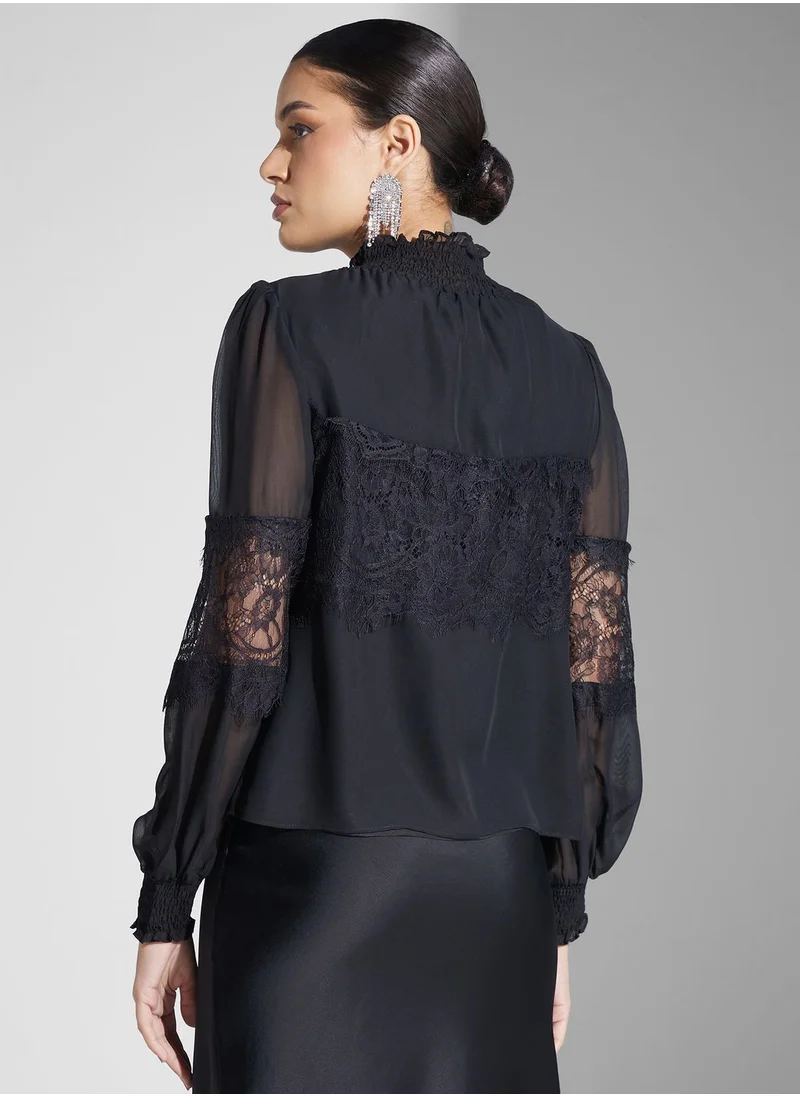 True Decadence Balloon Sleeve Turtle Neck Top