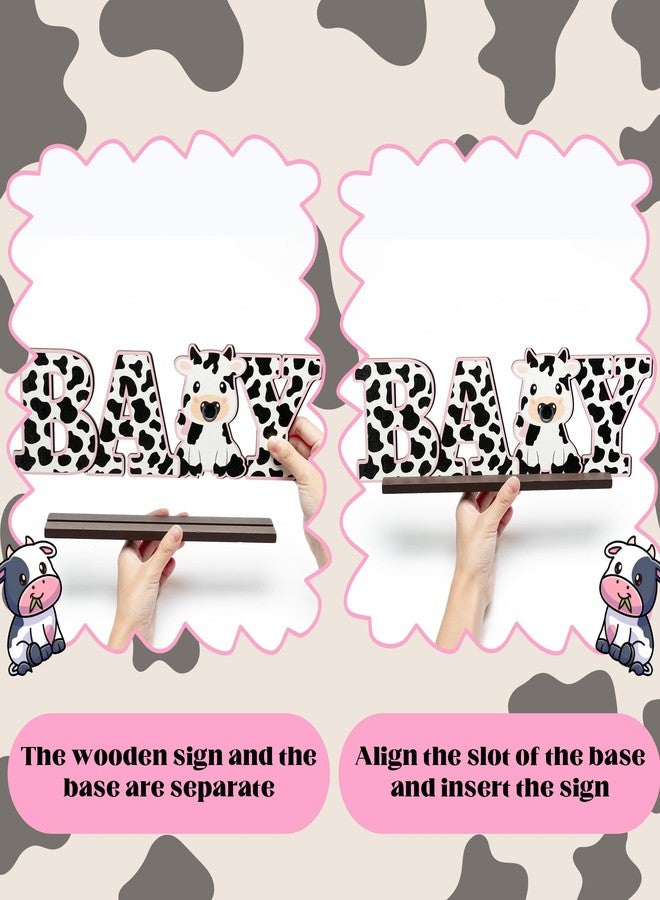 ANGOLIO Baby Cow Print Wooden Table Centerpiece, Cow Theme Party Decor, 13.7 x 4.5 Inches - Image 4