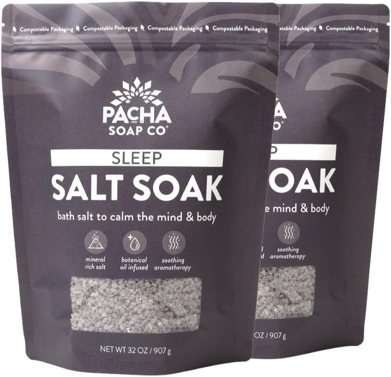 Pacha Soap Co Sleep Salt Soak Soothing Bath Soaking Aid 2 Pack 32 oz Each