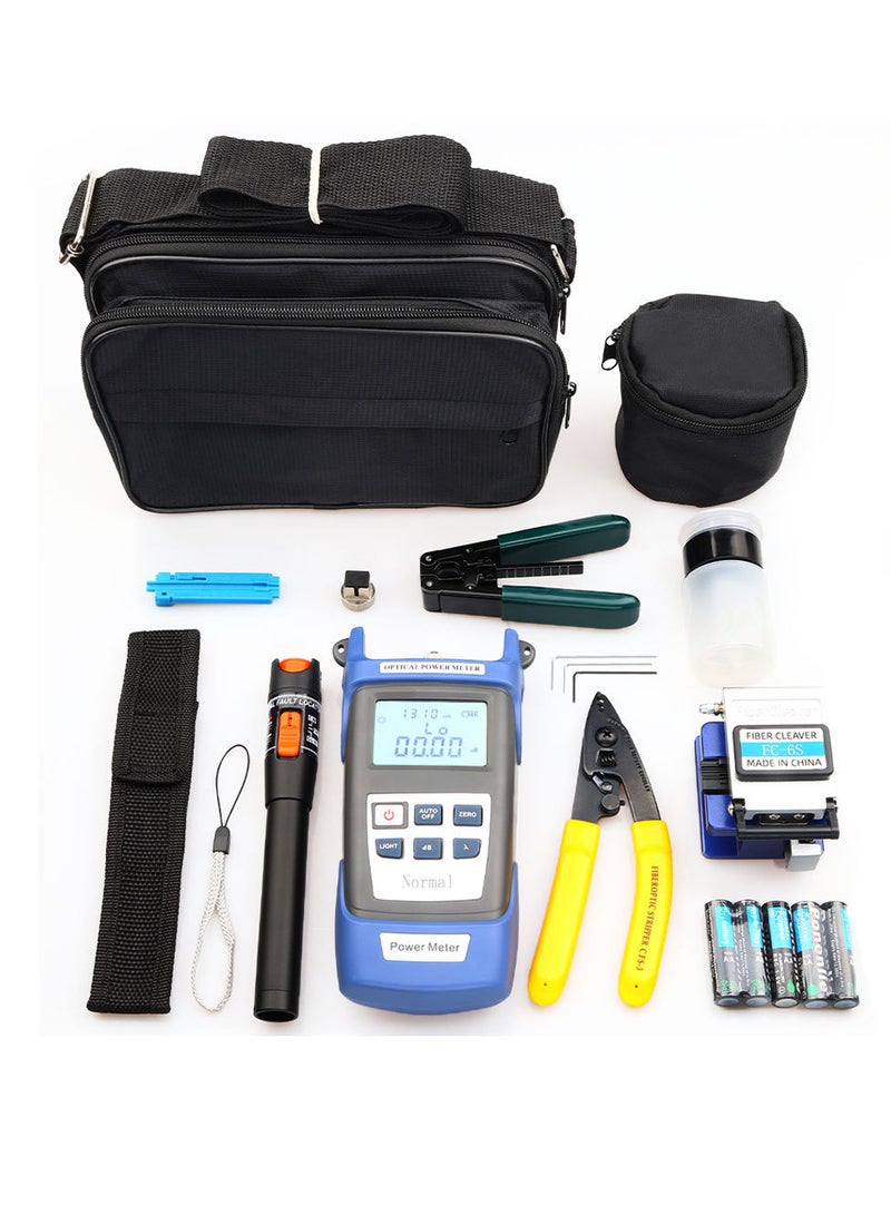 Optical Fiber Tool Set Fiber Cleaver Set Cold Contact Cutting Tool Set with Optical Power Meter Red Pen Wire Stripper Storage Bag - Image 1