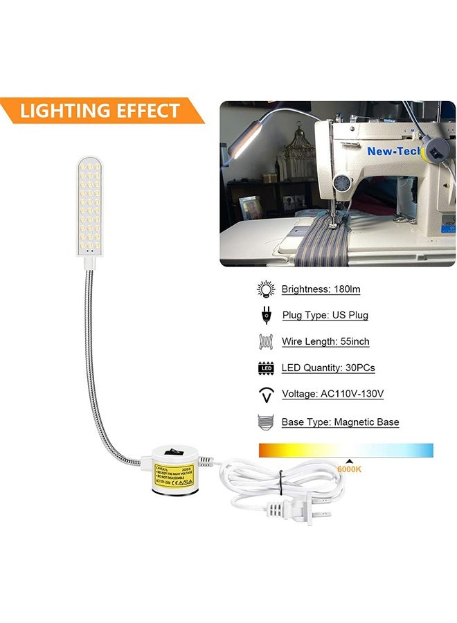Sewing Machine Light LED Flexible Gooseneck Work Light with Magnetic Base for Workbench Lathe Drilling and Pressing Machine - Image 2