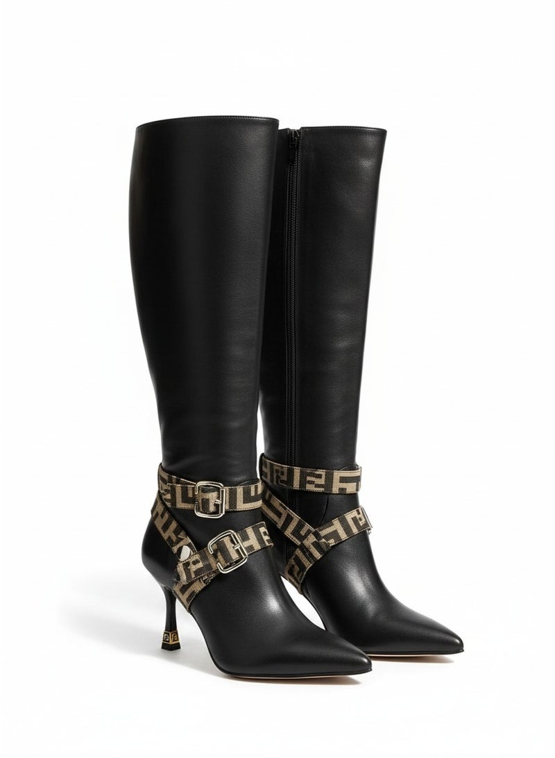 FENDI ROMA Elegant Knee-High Boots with Decorative Ankle Straps R-60 - Image 4