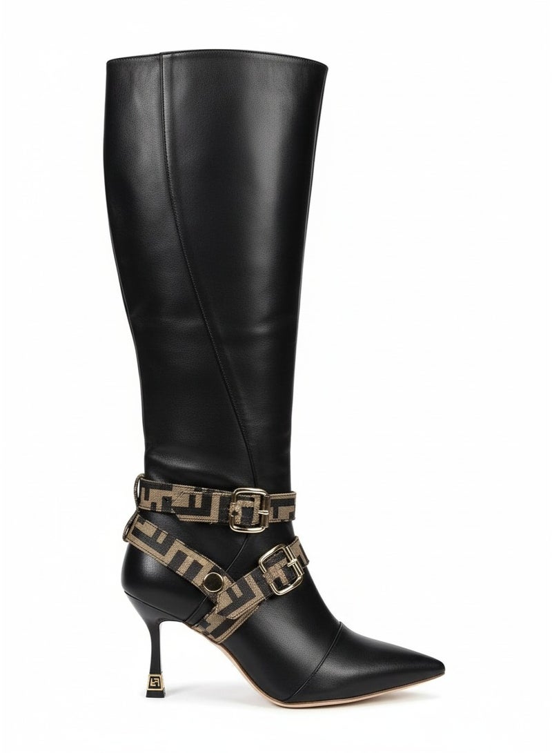 FENDI ROMA Elegant Knee-High Boots with Decorative Ankle Straps R-60 - Image 3