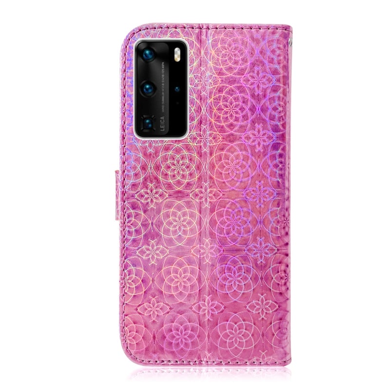 HuHa Protective Cover For Huawei P40 Pro Solid Color Colorful Magnetic Buckle Horizontal Flip PU Leather Case with Holder & Card Slots & Wallet & Lanyard(Pink) - Image 3