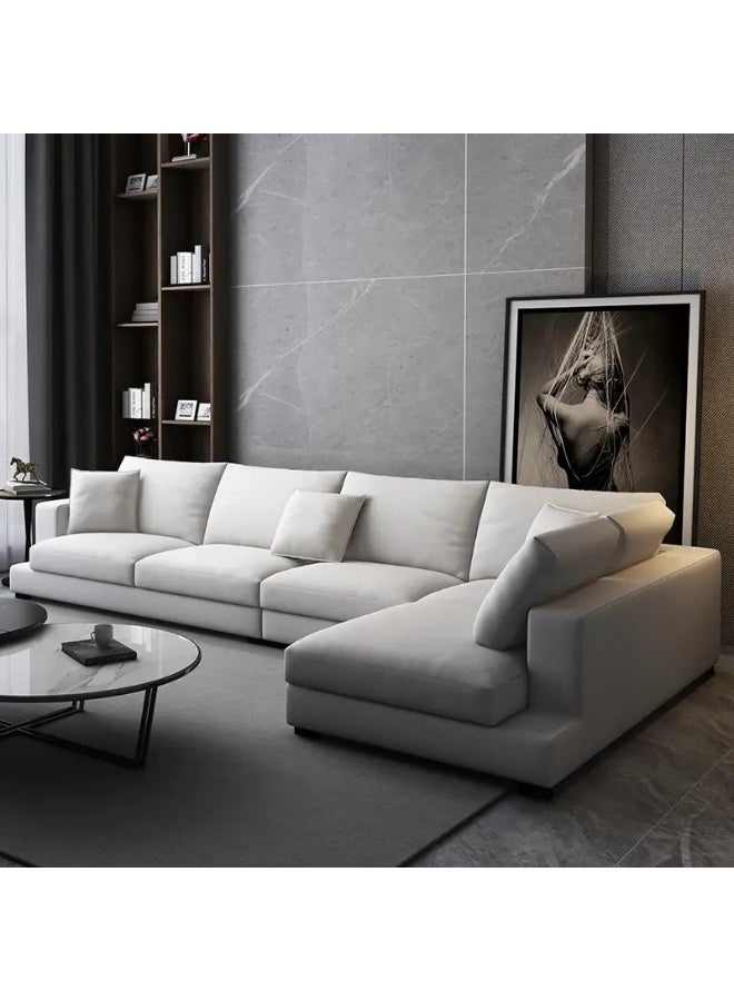Mardod Saudi L-shaped corner sofa made of Swedish wood and linen fabric with comfortable upholstery - Sugar - MS_ID_LSF_0005 - Image 1