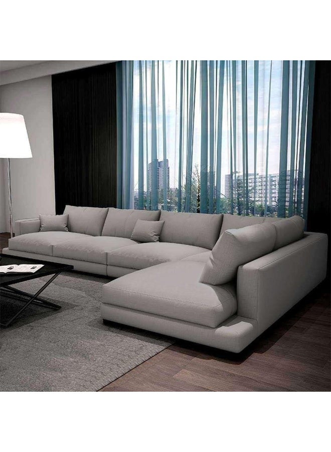 Mardod Saudi L-shaped corner sofa made of Swedish wood and linen fabric with comfortable upholstery - Sugar - MS_ID_LSF_0005 - Image 5