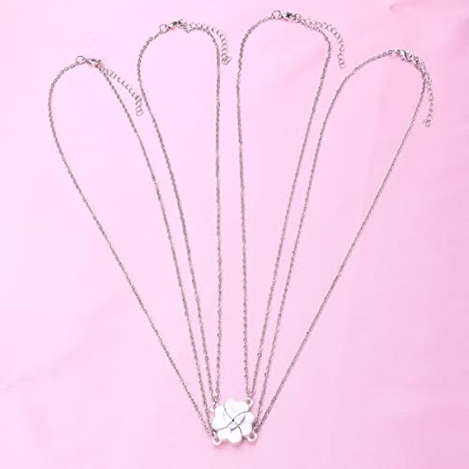 rayihni Four Leaf Friendship Necklace, Magnetic Matching Four Leaf Clover Best Friend Necklace Gifts For Girls Women Magnet Bff Necklace - Image 5