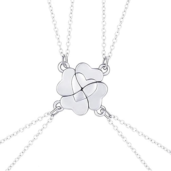 rayihni Four Leaf Friendship Necklace, Magnetic Matching Four Leaf Clover Best Friend Necklace Gifts For Girls Women Magnet Bff Necklace - Image 1