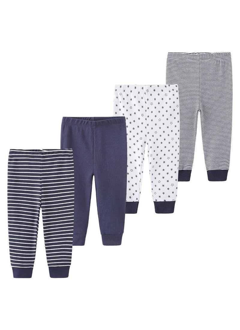 Four-Piece sSet of Elastic Breathable Pure Cotton High Waist Trousers For Infants And Young Children - Image 1