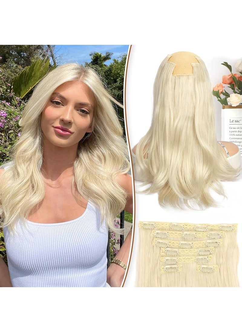 KooKaStyle KooKaStyle Clip in Hair Extensions Thick Long Straight Hair Extensions Upgrade Soft Lace Weft Lightweight 7PCS Layered Hair Extensions Platinum Blonde 14Inch for Women 