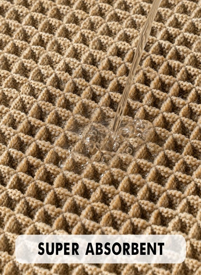 MIULEE Set of 2 Waffle Bathroom Rugs, Boho Bath Rugs Non Slip Washable, Super Absorbent Bath Mats, Ultra Soft Rubber Backed Shower Mats for Bathroom Floor, Tub and Shower, Brown, 18x30 Inch - Image 3