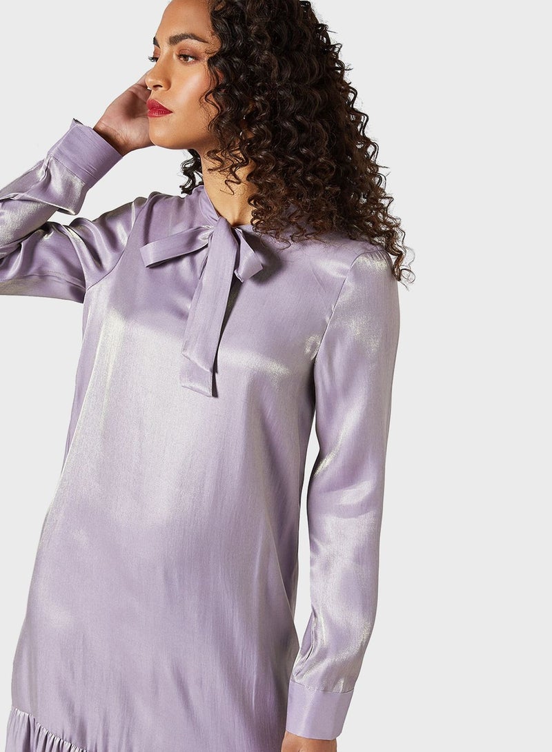 SIVVI for HANIYA Satin Pussy-Bow Dress - Image 3