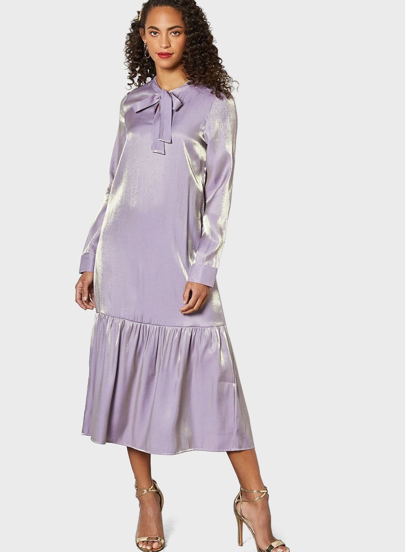 SIVVI for HANIYA Satin Pussy-Bow Dress - Image 1