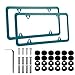 Alpmosn 2PCS Stainless Steel License Plate Frames 4 Holes Car Licence Plate Covers with Screws Washers and Caps Car Exterior Accessories License Plate Holder for US Vehicles Green - Image 2