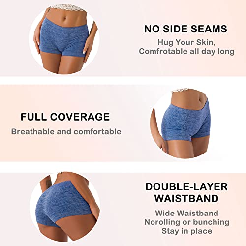 DEEP TOUCH Women’s Boyshort Underwear Seamless Panties Stretch Boxer Panty Breathable No Show Boxer Briefs 5 Pack - Image 4