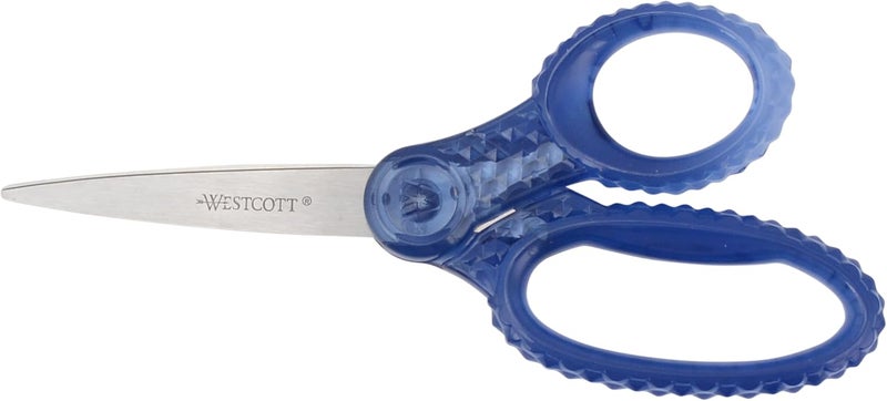 Westcott GEM Crystal-Design 7-Inch Pointed Student Scissors for Ages 12+, Classroom Essential with Comfortable Grip, Ideal for Left or Right Hand, Back to School, School Supplies, Blue - Image 1
