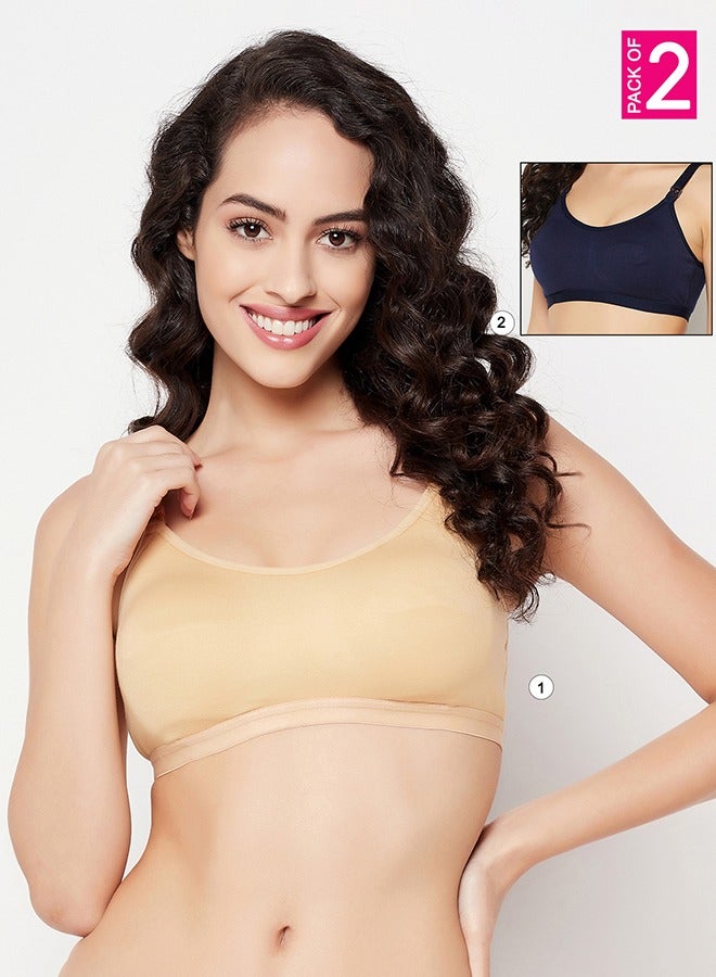 Clovia Pack of 2 Lightly Padded Non-Wired Full Figure Feeding Bra - Cotton Rich - Image 1