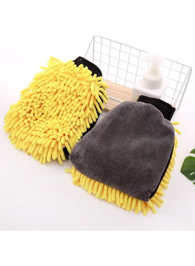 1pcs Microfiber Car Wash Mitt, Thick Car Cleaning Mitt, Double-sided Glove, Anti Scratch Car Cleaning Tool, Home Kitchen Plush Glove Tool - Image 3