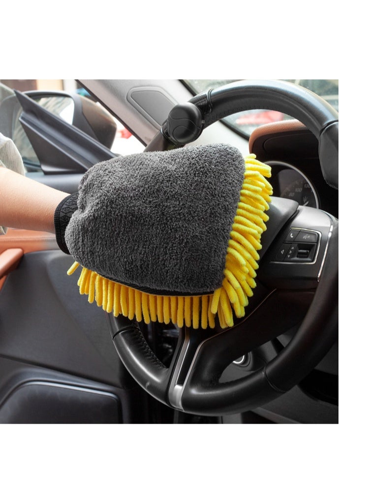 1pcs Microfiber Car Wash Mitt, Thick Car Cleaning Mitt, Double-sided Glove, Anti Scratch Car Cleaning Tool, Home Kitchen Plush Glove Tool - Image 5