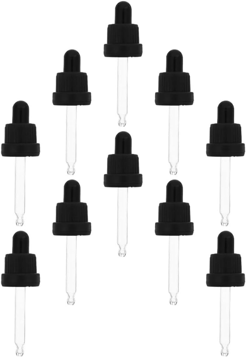 10 Sets Essential Oil Bottle Glass Droppers 15ml with Resistant Plastic Pressure Caps for Safety and Precise Liquid Dispensing - Image 1