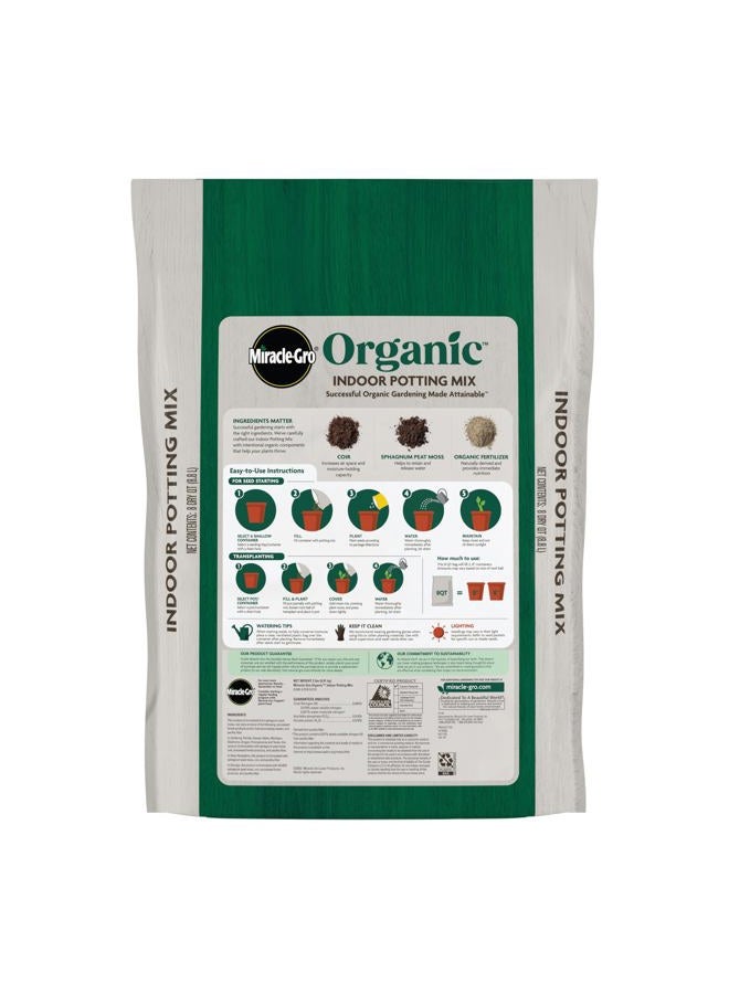 Miracle-Gro Organic Indoor Potting Mix, Protects Against Over and Under Watering, for Indoor Container Plants, Houseplants and Starter Plants, OMRI Listed, 8 qt. - Image 2