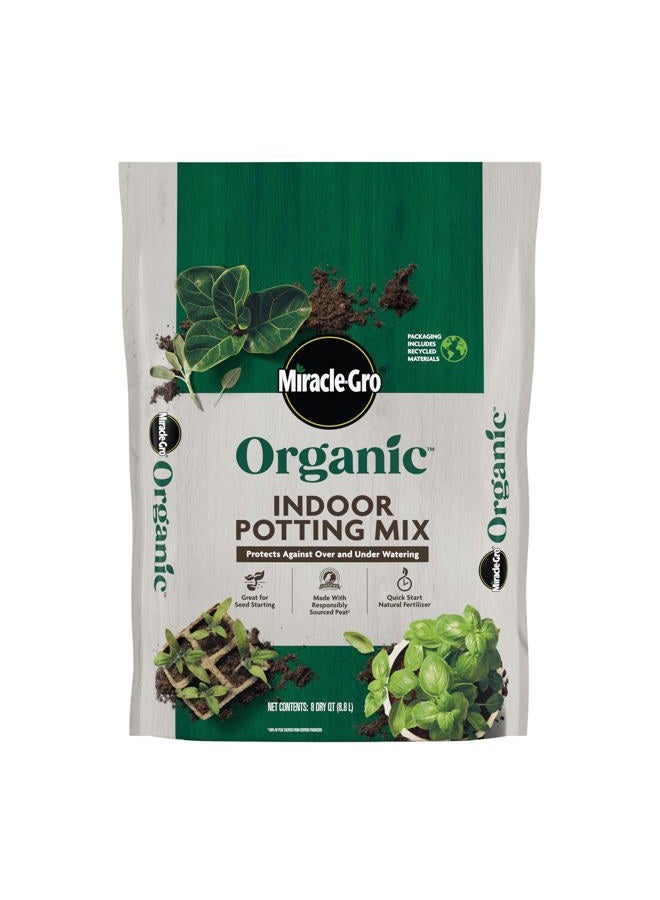 Miracle-Gro Organic Indoor Potting Mix, Protects Against Over and Under Watering, for Indoor Container Plants, Houseplants and Starter Plants, OMRI Listed, 8 qt. - Image 1