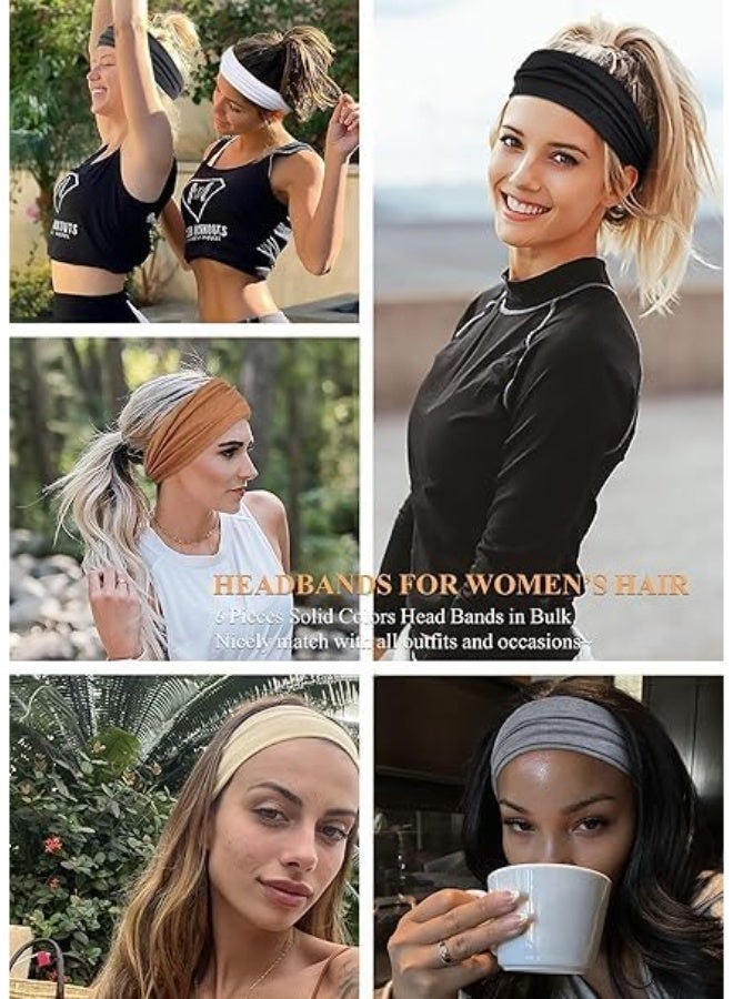 2 Pcs headbands For Women Wide Gray Headband Yoga Workout Head Bands Hair Accessories - Image 5