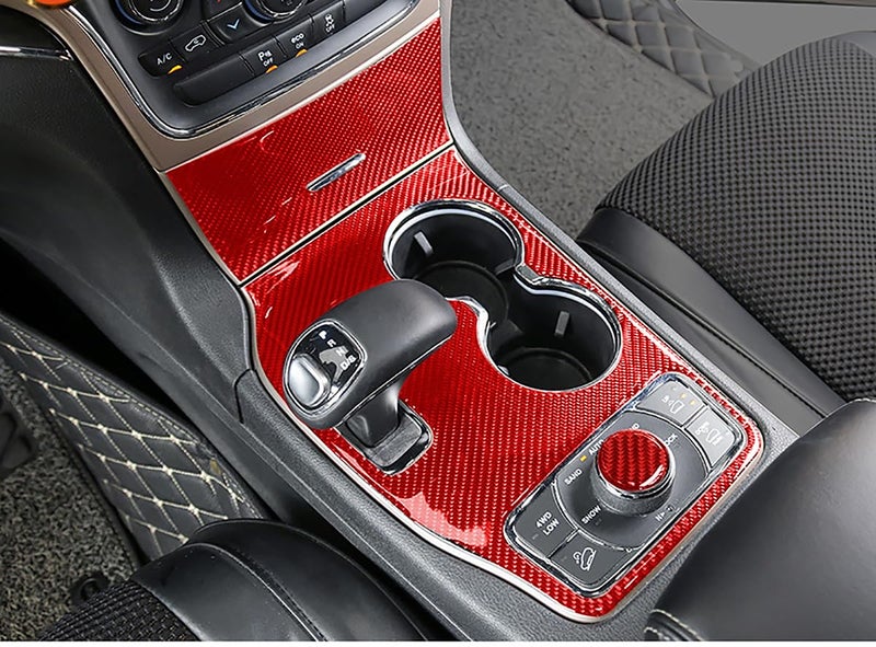 YOCTM Red Carbon Fiber Interior Accessories Gear Shift Panel Trim Cover Compatible with 2014 2015 Jeep Grand Cherokee, Car Gear Shift Control Anti-Scratch Panel Decorative Sticker - Image 3