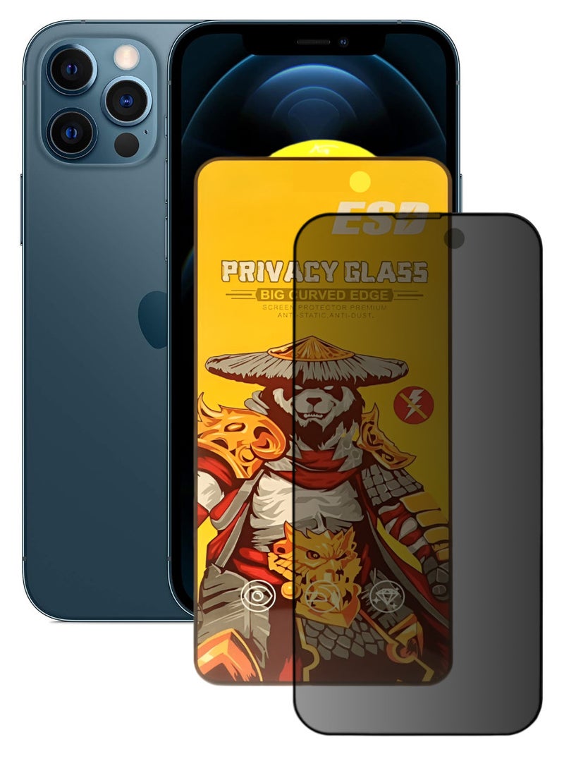ESD Tempered Dustproof Privacy Glass Screen Protector Compatible For iPhone 12 Pro Max - Image 1