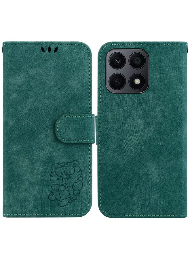 اس-توب جراب هاتف Honor X8a من الجلد المنقوش بنقشة نمر صغير - Image 1