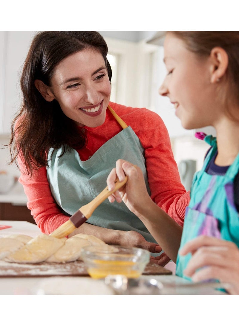 SYOSI فرشاة بمقبض خشبي، فرشاة SYOSI لزيت الفرشاة أداة الخبز، فرشاة بمقابض خشبية من خشب الزان فرشاة زيت الطهي للزبدة صلصة الشواء أدوات المطبخ للطهي 4 قطع - Image 3